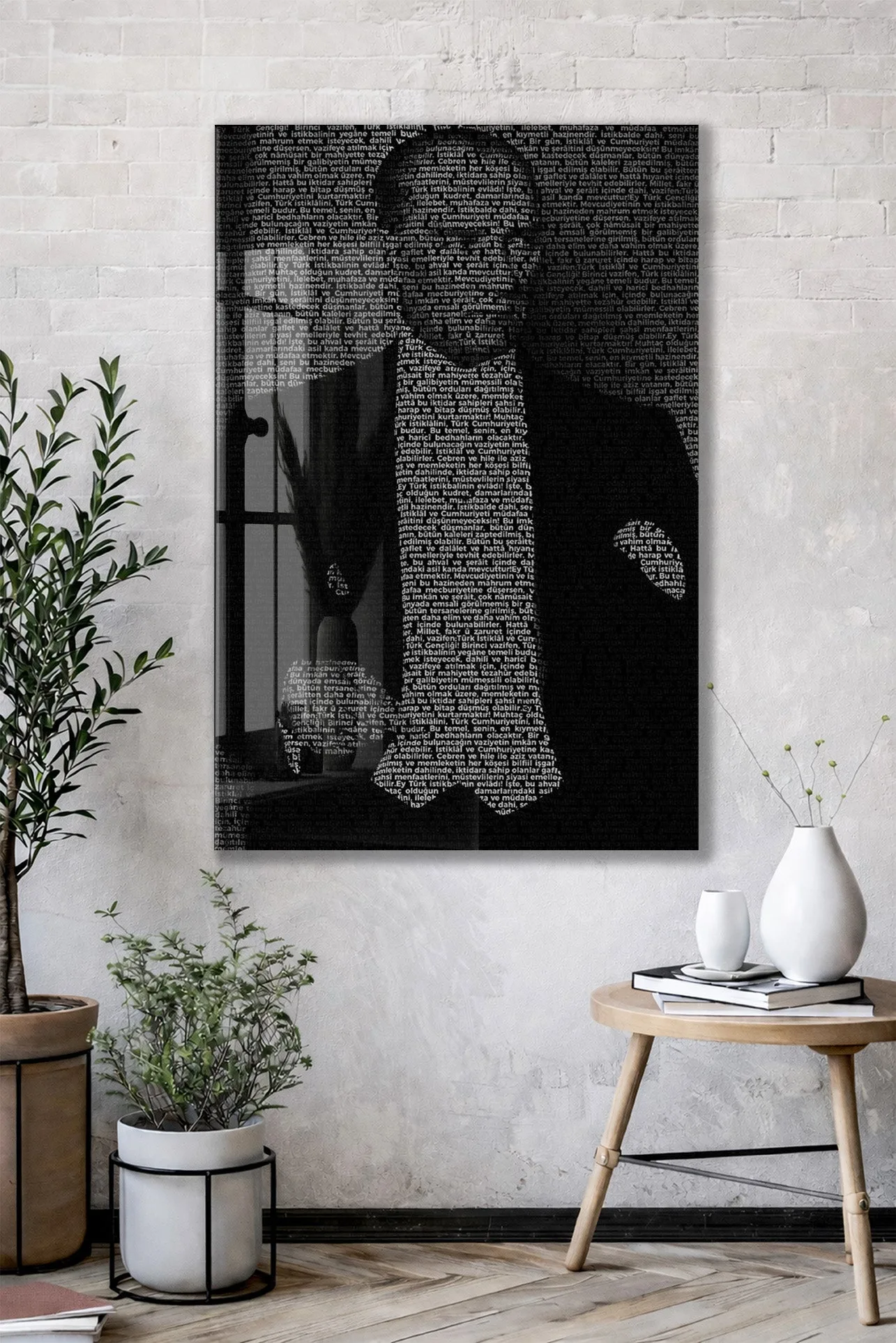 Gençiliğe Hitabe - Silüet Atatürk Cam Tablo | Modern Siyah Tasarım, Anlamlı Atatürk Duvar Dekoru, UV Baskı Temperli Cam Tablo PeonyAta050 — görsel 3