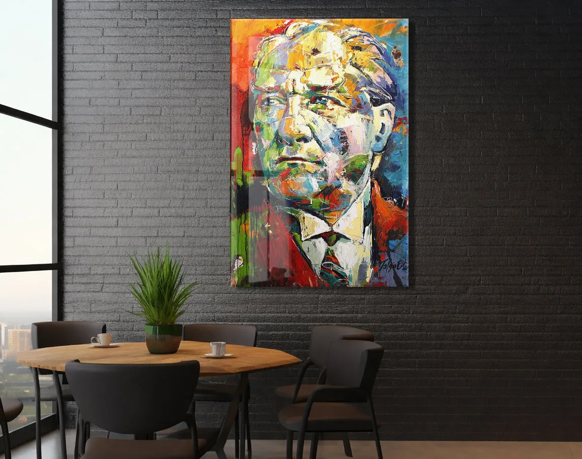 Sanatsal Mustafa Kemal Atatürk Portre Cam Tablo | Premium UV Baskılı Temperli Cam -PeonyAta1328 — görsel 5