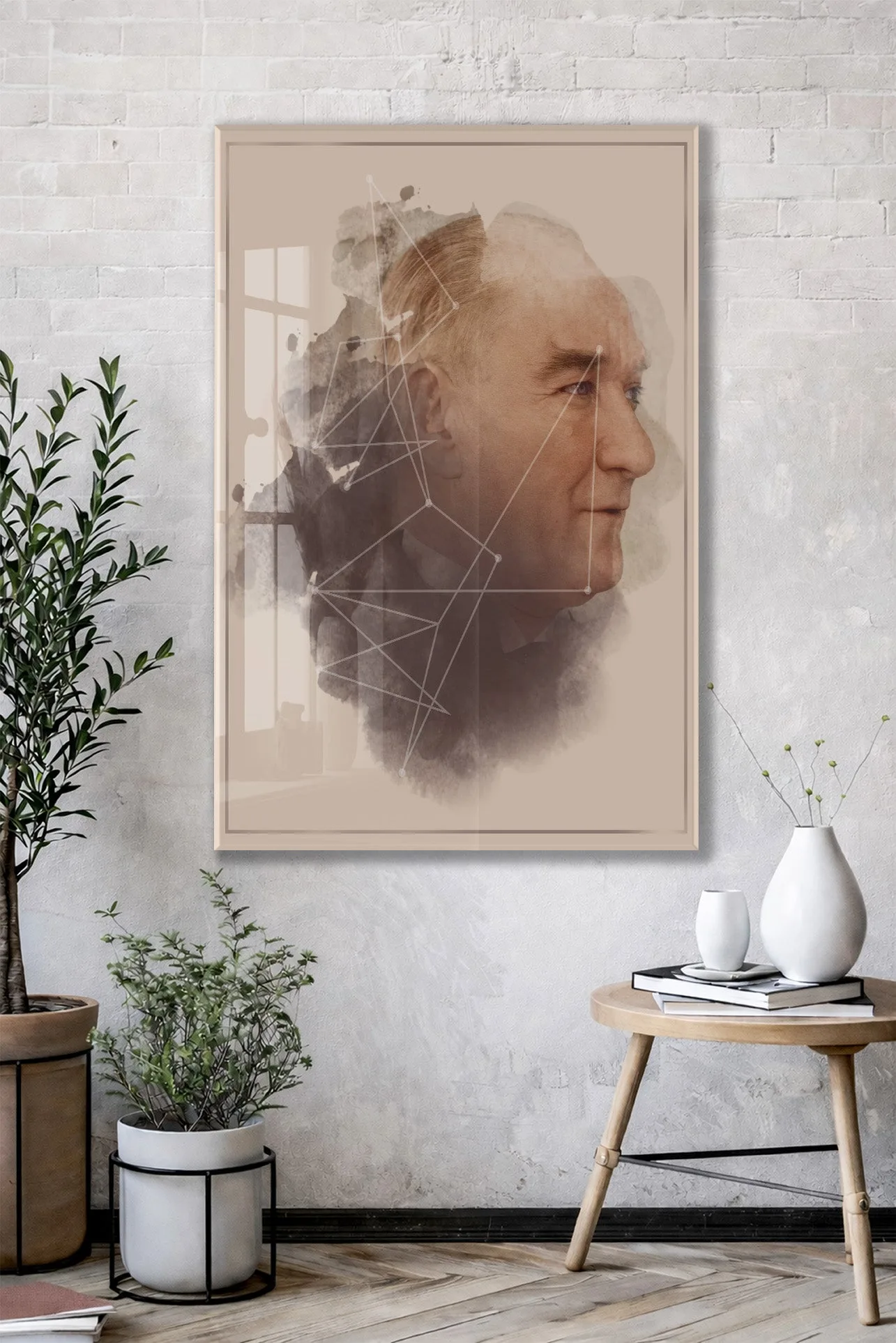 Modern Sanatsal Atatürk Profil Cam Tablo – Akıl ve Vizyonu Simgeleyen 4 mm Temperli Cam Duvar Dekoru -PeonyAta1011 — görsel 3