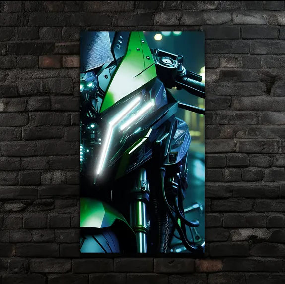 Motosiklet UV Baskı Neon Duvar Dekoru | Pleksi Üzeri LED Işıklı Tablo | Modern Motor Duvar Sanatı — görsel 6