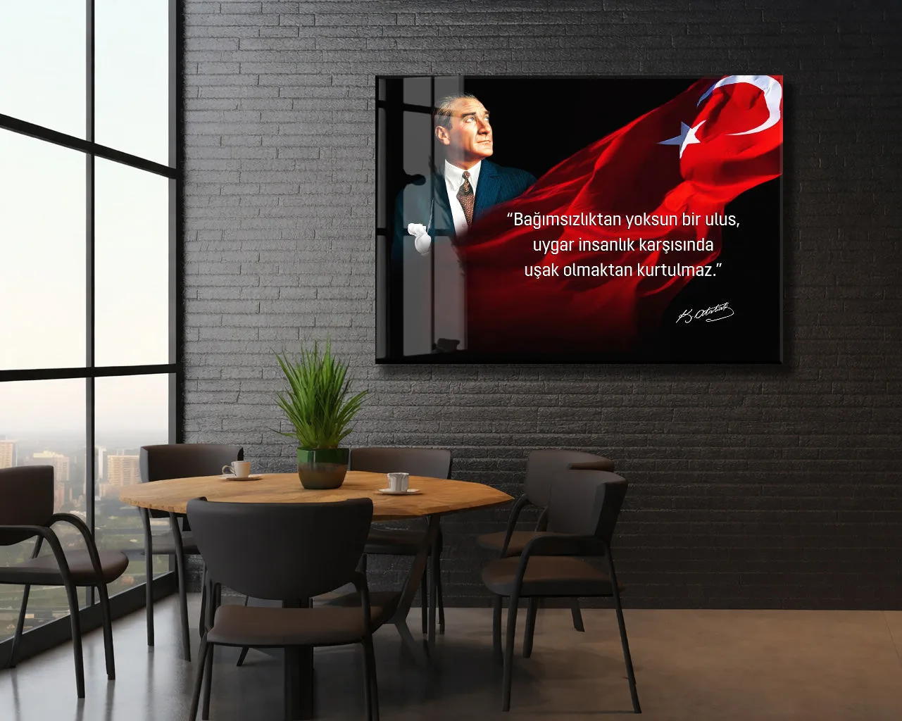 Bağımsızlıktan Yoksun Bir Ulus Atatürk Cam Tablo | Premium UV Baskılı Cam Poster -PeonyAta1326 — görsel 5