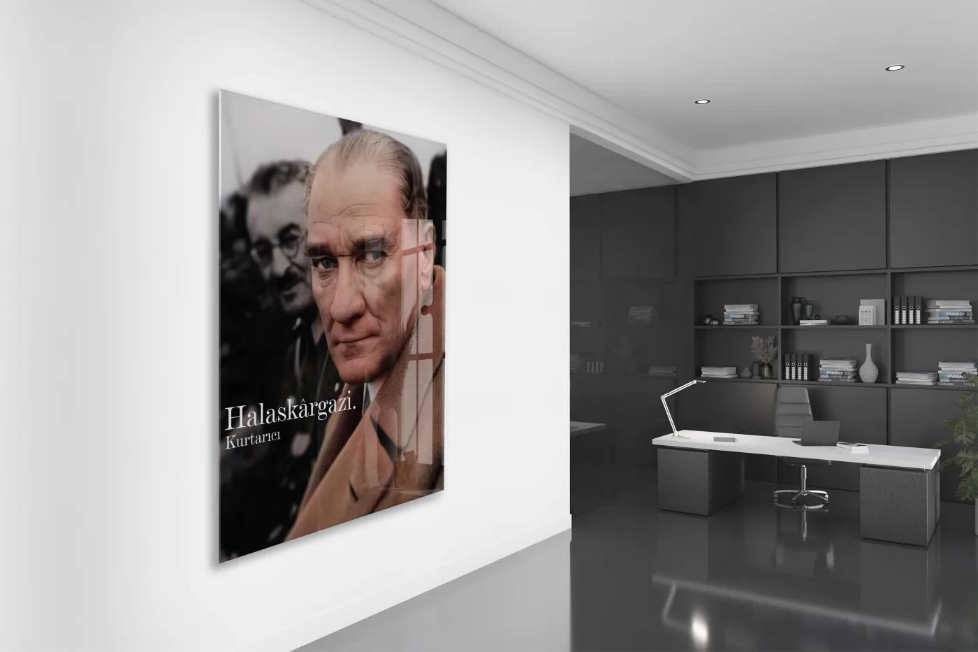 Halaskârgazi Atatürk Cam Tablo – Kurtarıcı Kimliğini Yansıtan 4 mm Temperli Cam Duvar Dekoru -PeonyAta1009 — görsel 5