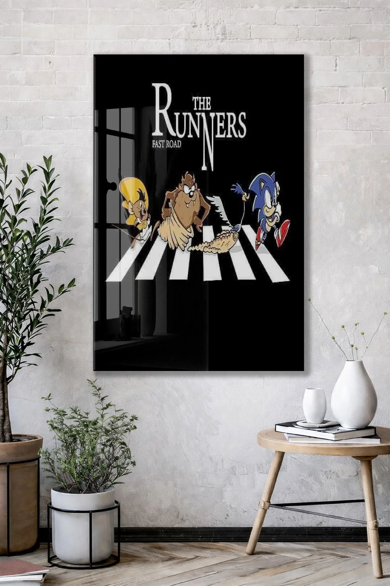 The Runners Crosswalk Konseptli Duvar Dekorasyonu – Mizahi Salon Tablosu- Peony102 — görsel 2