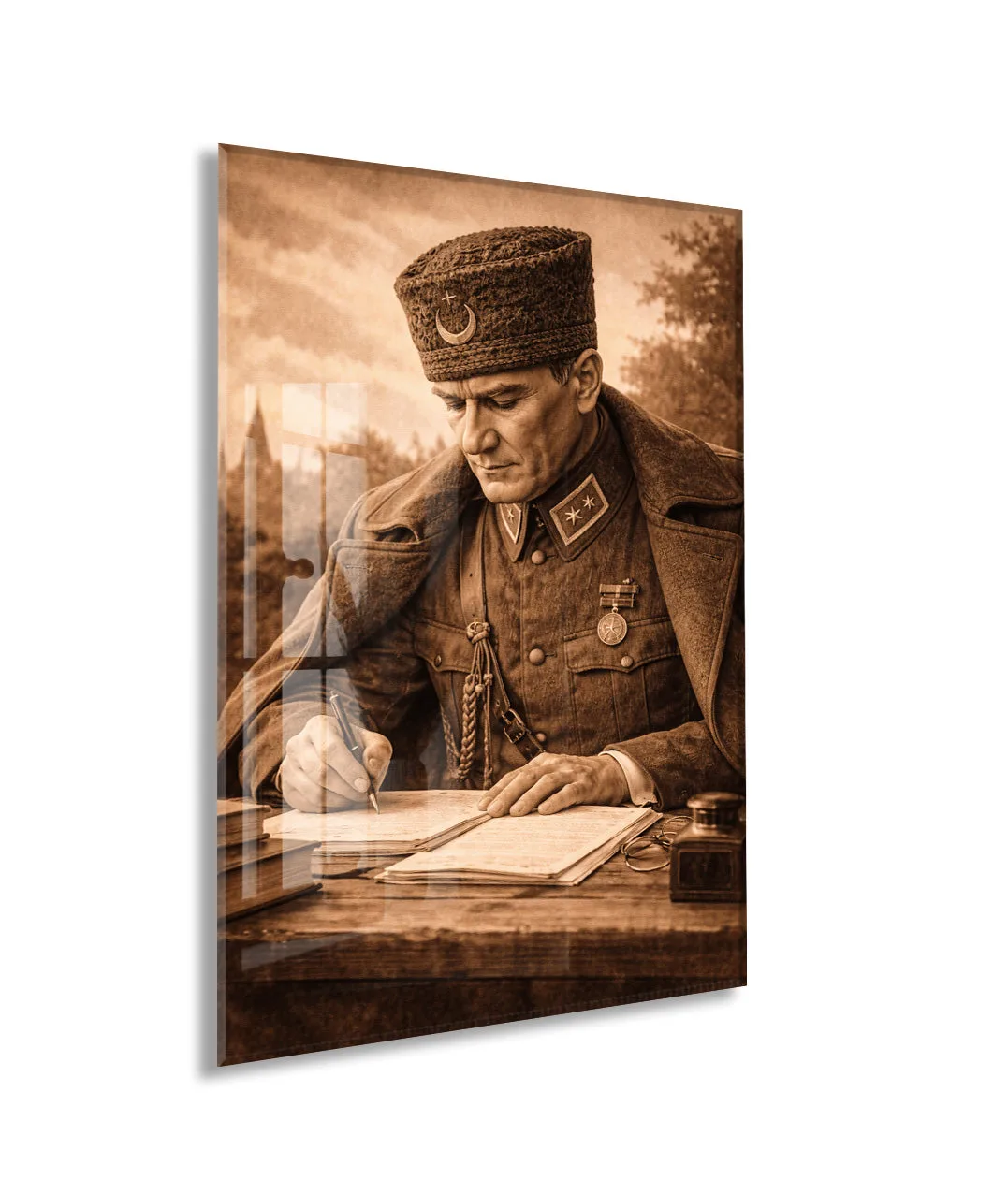 Mustafa Kemal Atatürk Cam Tablo - PeonyAta030 — görsel 1