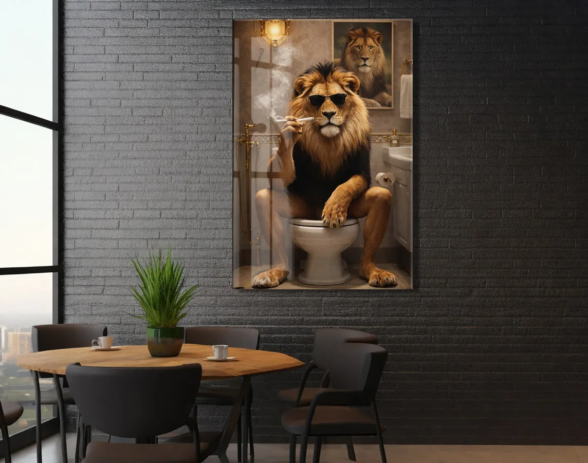 Cool Aslan Cam Tablo – Maskülen ve Eğlenceli Modern Duvar Sanatı- Peony086 — görsel 6
