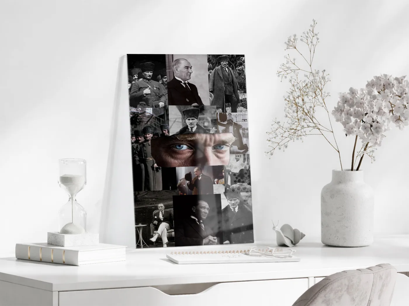 Atatürk Fotoğraf Kolajı Cam Tablo – Cumhuriyetin Kurucusu Temalı Özel Cam Duvar Tablosu -PeonyAta067 — görsel 4