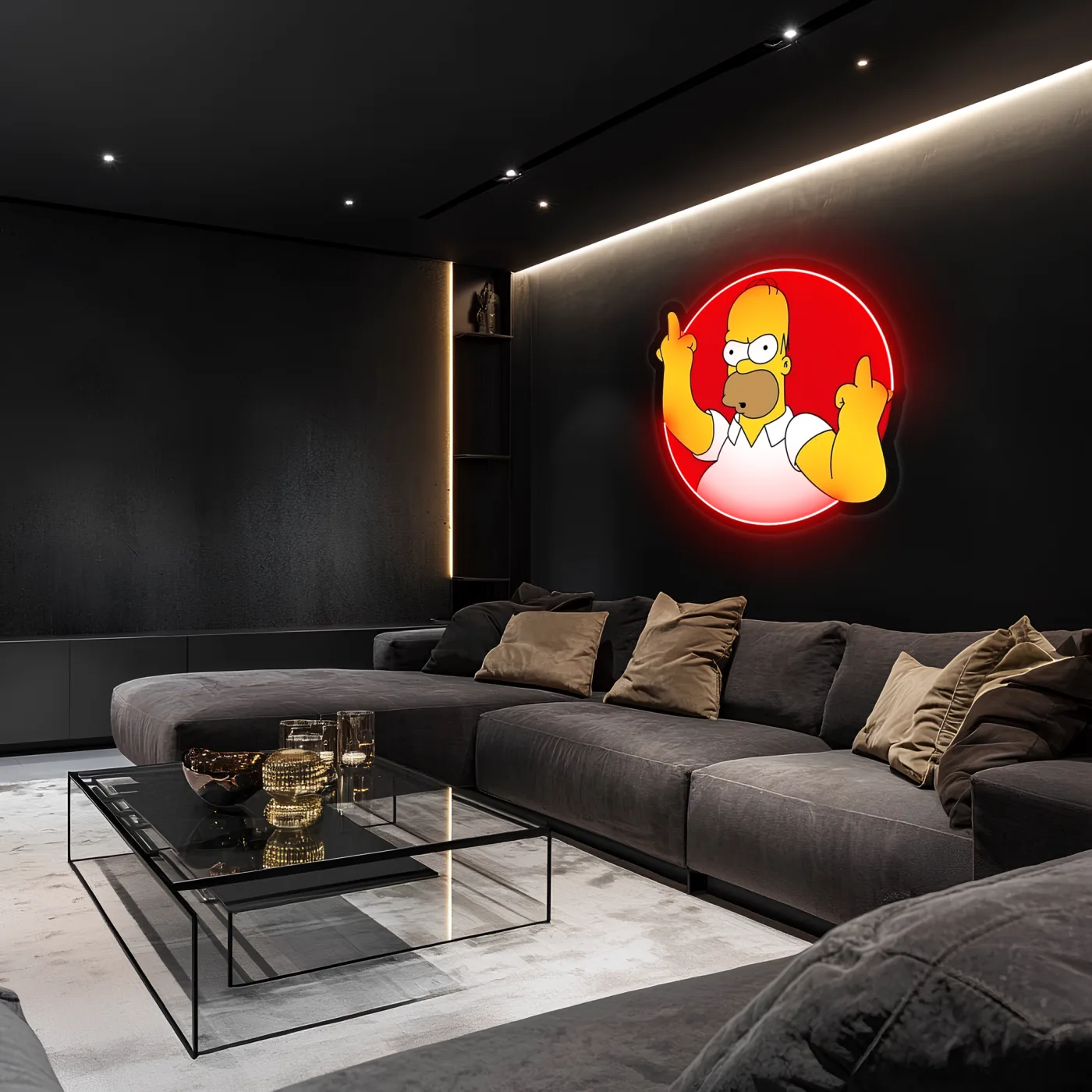 Simpson Neon Duvar Dekoru | Mizahi Işıklı Pleksi Tablo | Eğlenceli Gamer ve Bar Oda Dekoru — görsel 3
