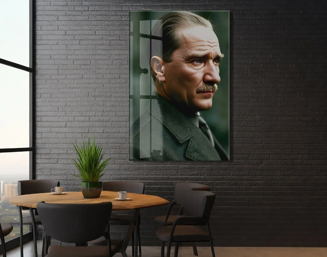 Atatürk Cam Tablo – Mustafa Kemal Atatürk Portresi Duvar Tablosu-PeonyAta1340 — görsel 6