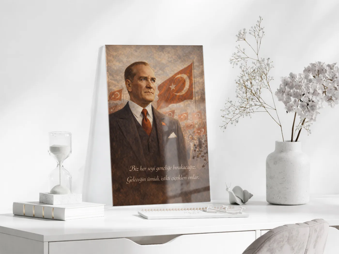 Mustafa Kemal Atatürk Cam Tablo - PeonyAta012 — görsel 3