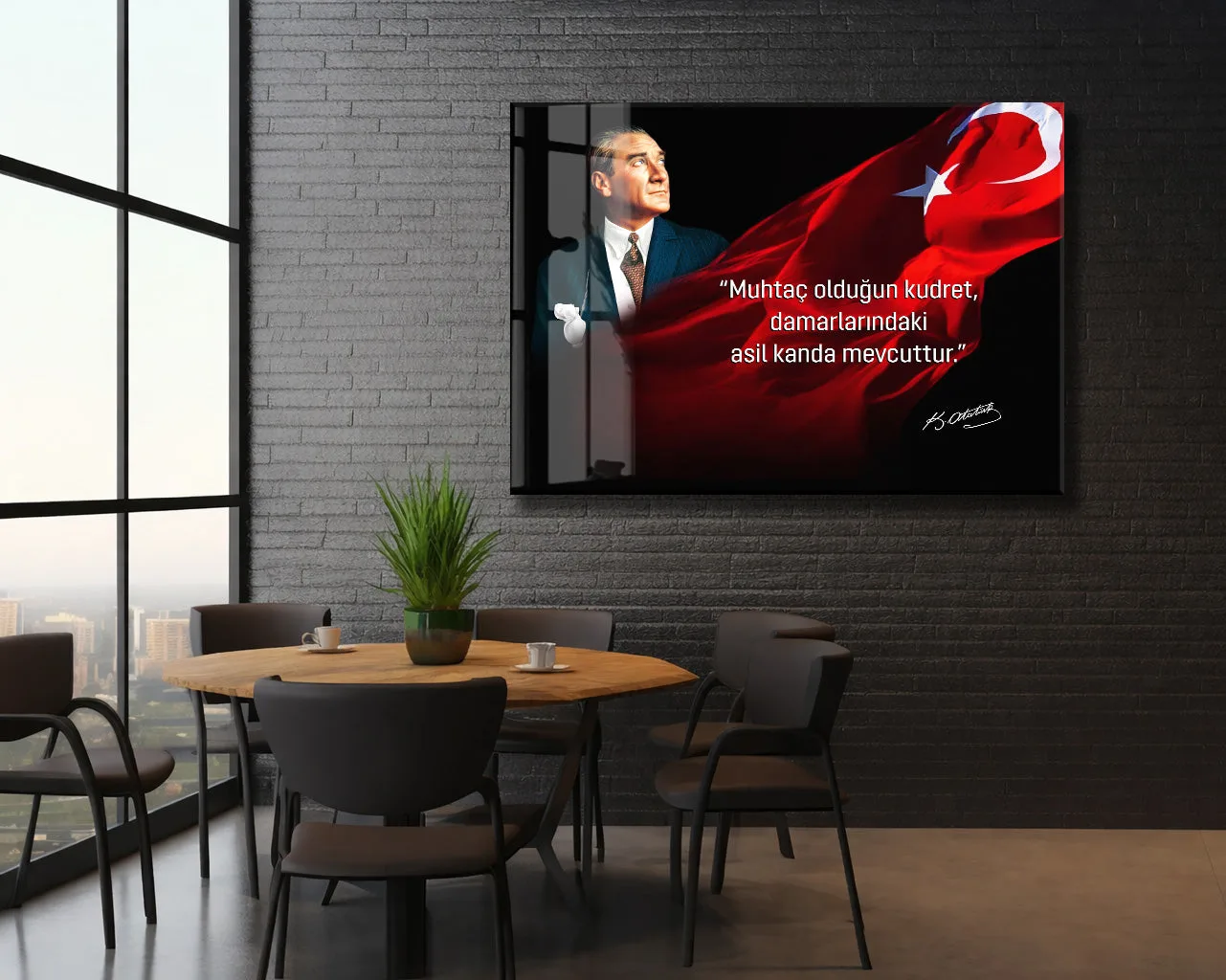 Muhtaç Olduğun Kudret Atatürk Cam Tablo | Türk Bayraklı Premium Cam Poster -PeonyAta1325 — görsel 5