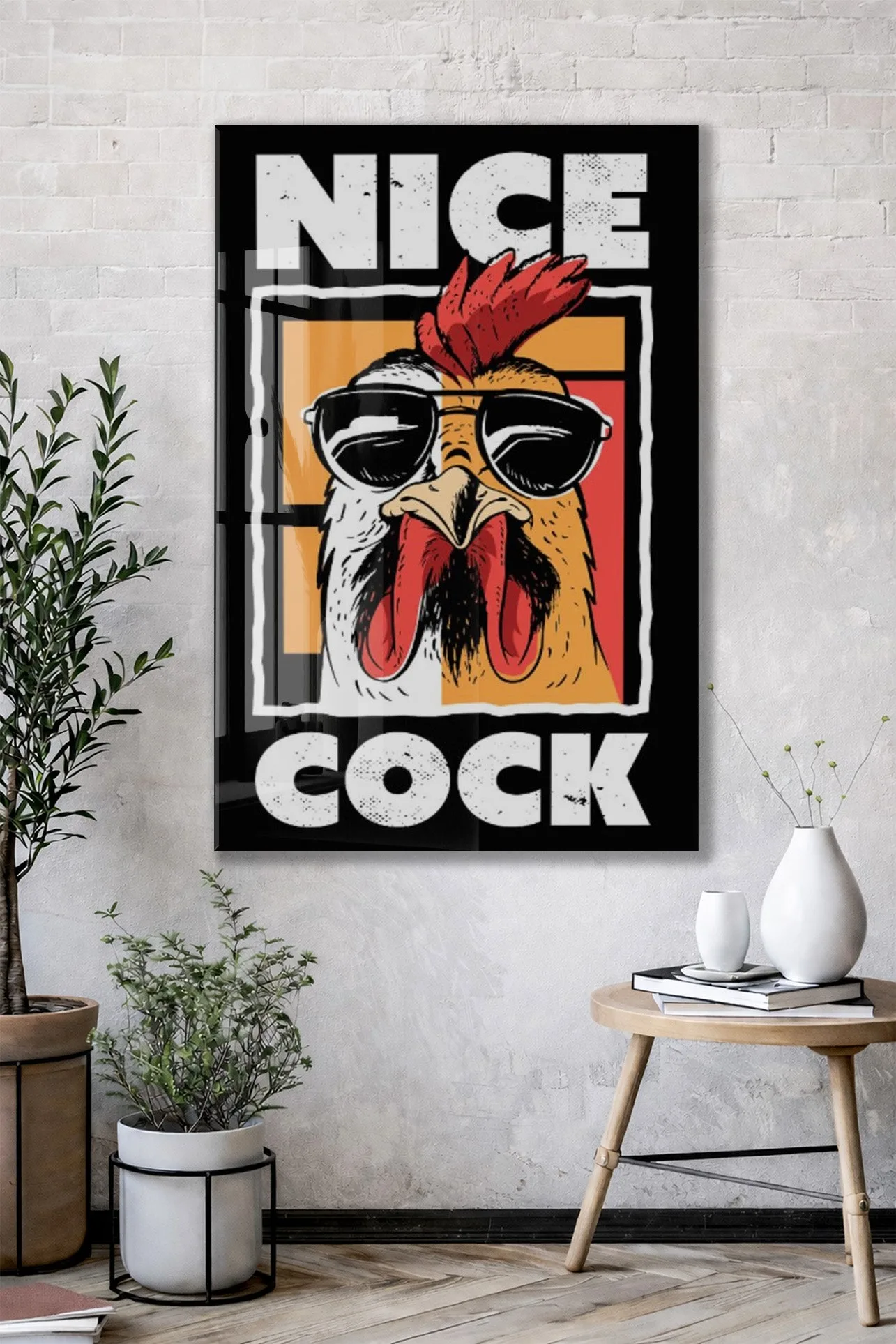 Pop Art Horoz Cam Tablo – Genç Odası ve Bar Dekoru - Peony094 — görsel 2