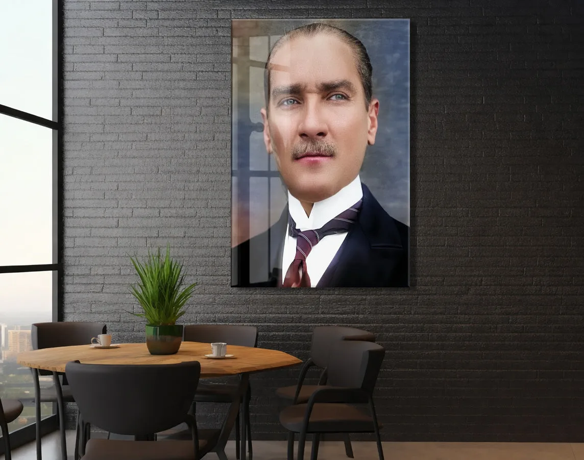 Atatürk Cam Tablo – Zamansız ve Asil Portre, 4 mm Temperli Cam Üzerine Modern Duvar Dekoru -PeonyAta1030 — görsel 6