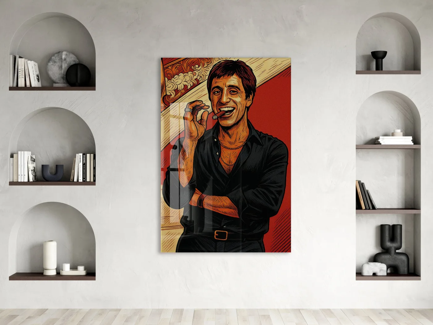 Tony Montana Cigar Art – Gangster Film Temalı Cam Tablo - Peony112 — görsel 3
