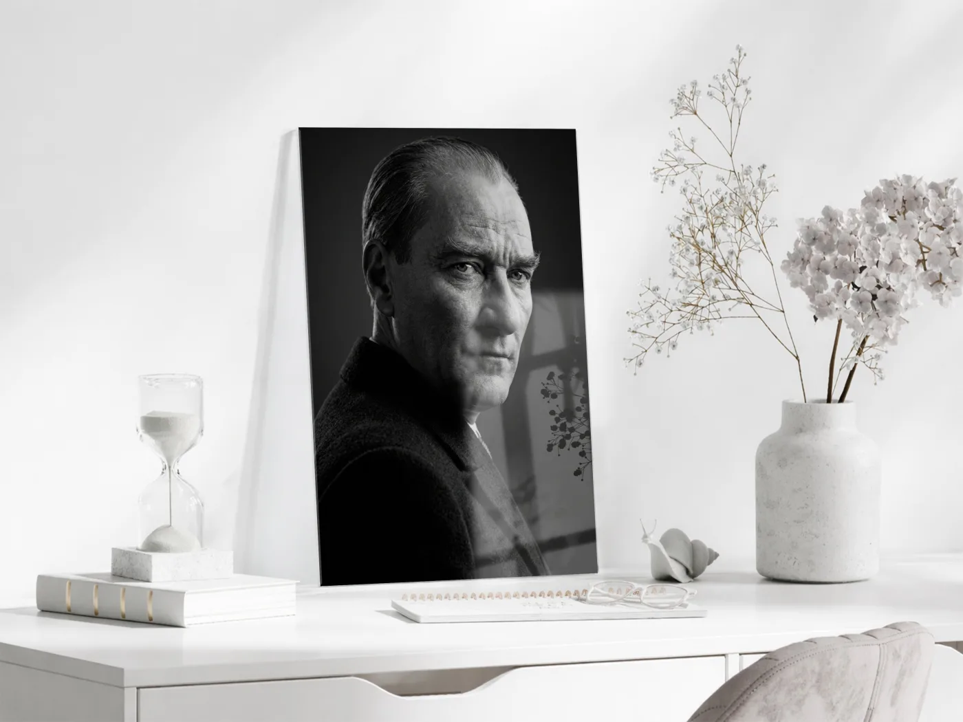 Mustafa Kemal Atatürk Portre Cam Tablo | 4 mm Temperli UV Baskılı Premium Duvar Dekoru-PeonyAta1302 — görsel 3