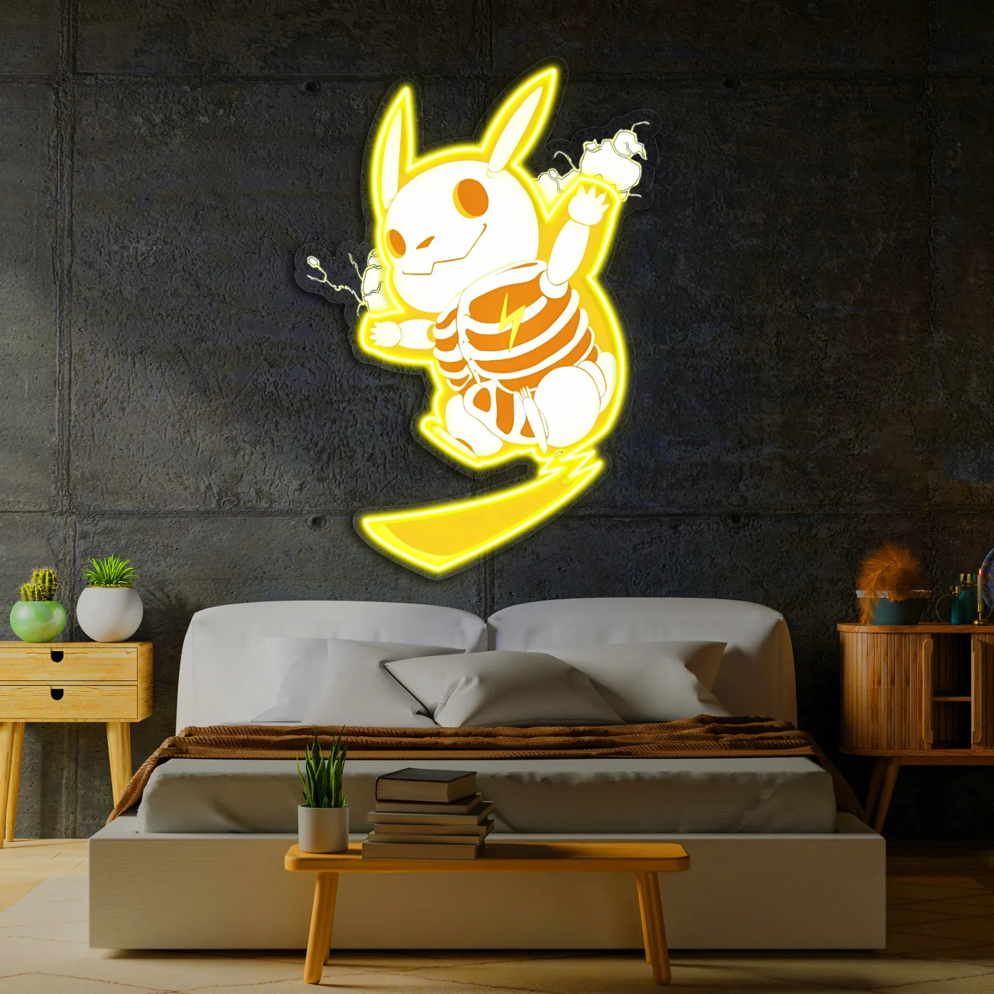 Pika Neon Duvar Dekoru | Sarı UV Baskı Pleksi LED Tablo | Oyun Odası ve Modern Ev Dekoru İçin Işıklı Sanat — görsel 6