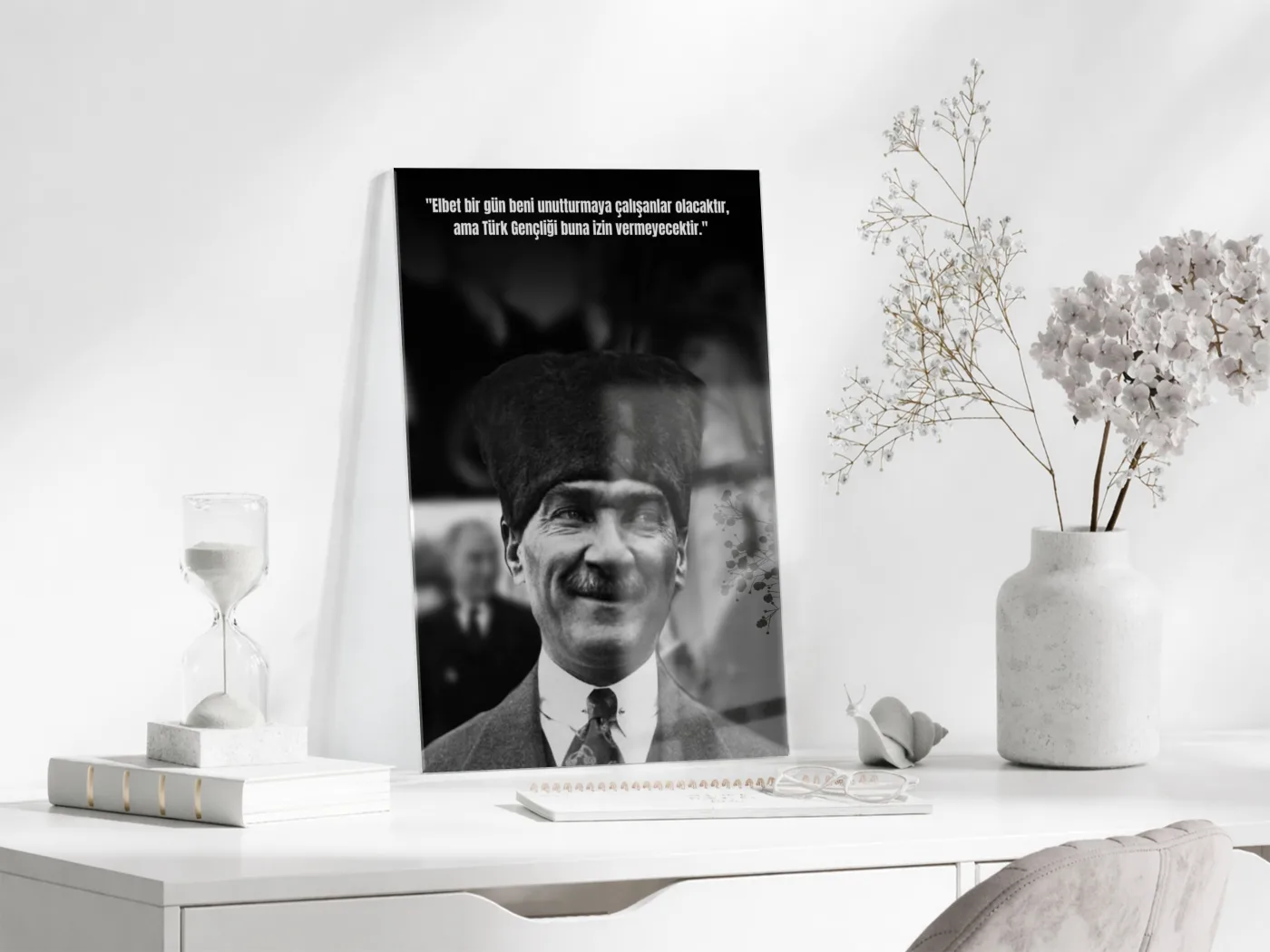 Mustafa Kemal Atatürk  | Modern Cam Tablo-PeonyAta084 — görsel 3