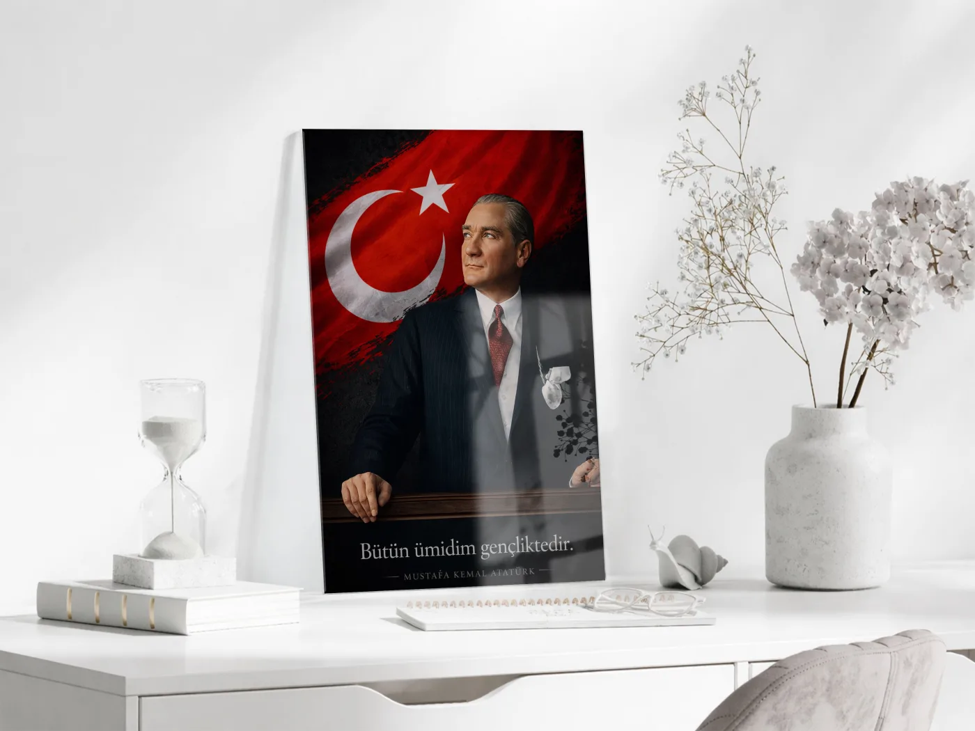 Mustafa Kemal Atatürk | Modern Cam Tablo-PeonyAta088 — görsel 3