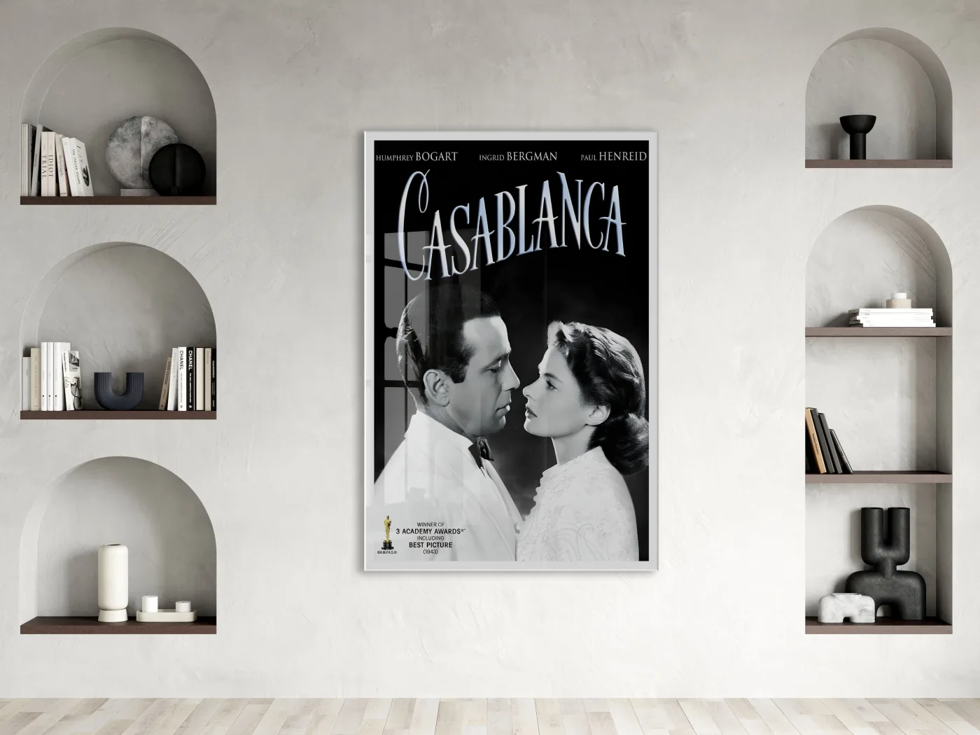 Casablanca Film Posteri Cam Tablo | Vintage Sinema Afişi UV Baskılı Temperli Cam - Peony145 — görsel 2