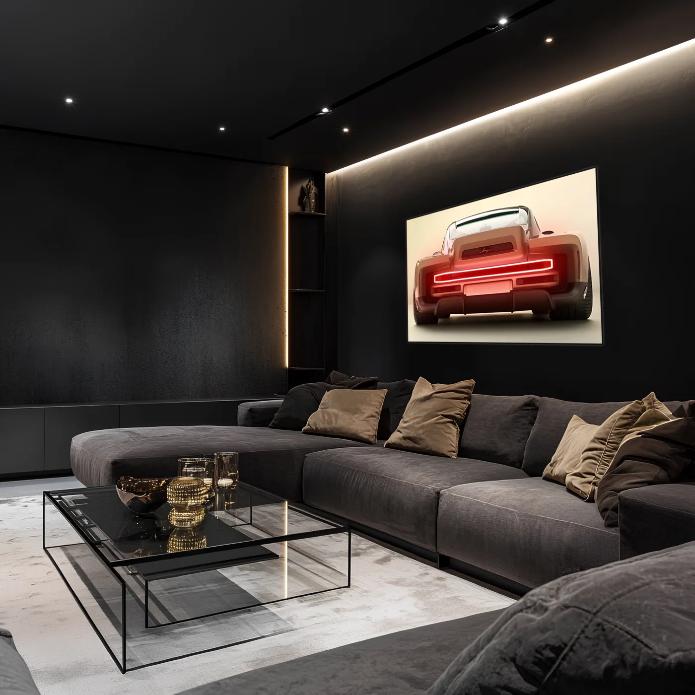 Kırmızı Muscle Car UV Baskı Neon Duvar Dekoru | Amerikan Araba Işıklı Tablo | Pleksi Duvar Sanatı — görsel 3