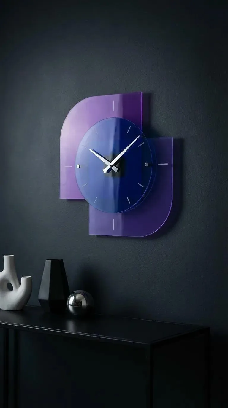 Viora | 3 Katmanlı Pleksi Duvar Saati 40 cm | UV Baskılı Modern Dekoratif Saat — görsel 2
