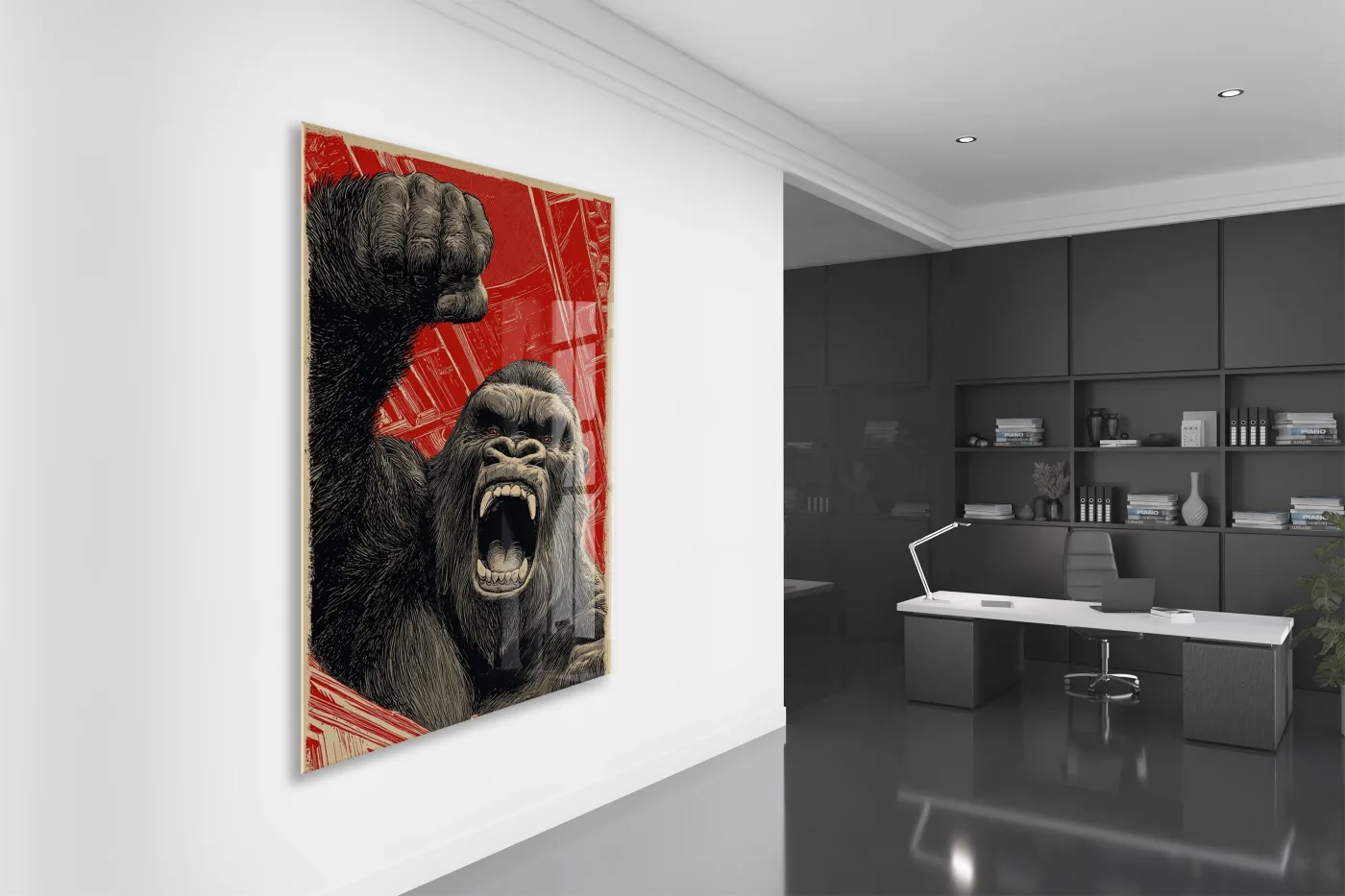 King Kong Cam Duvar Tablosu – Öfkeli Maymun Retro Tasarım- Peony132 — görsel 5