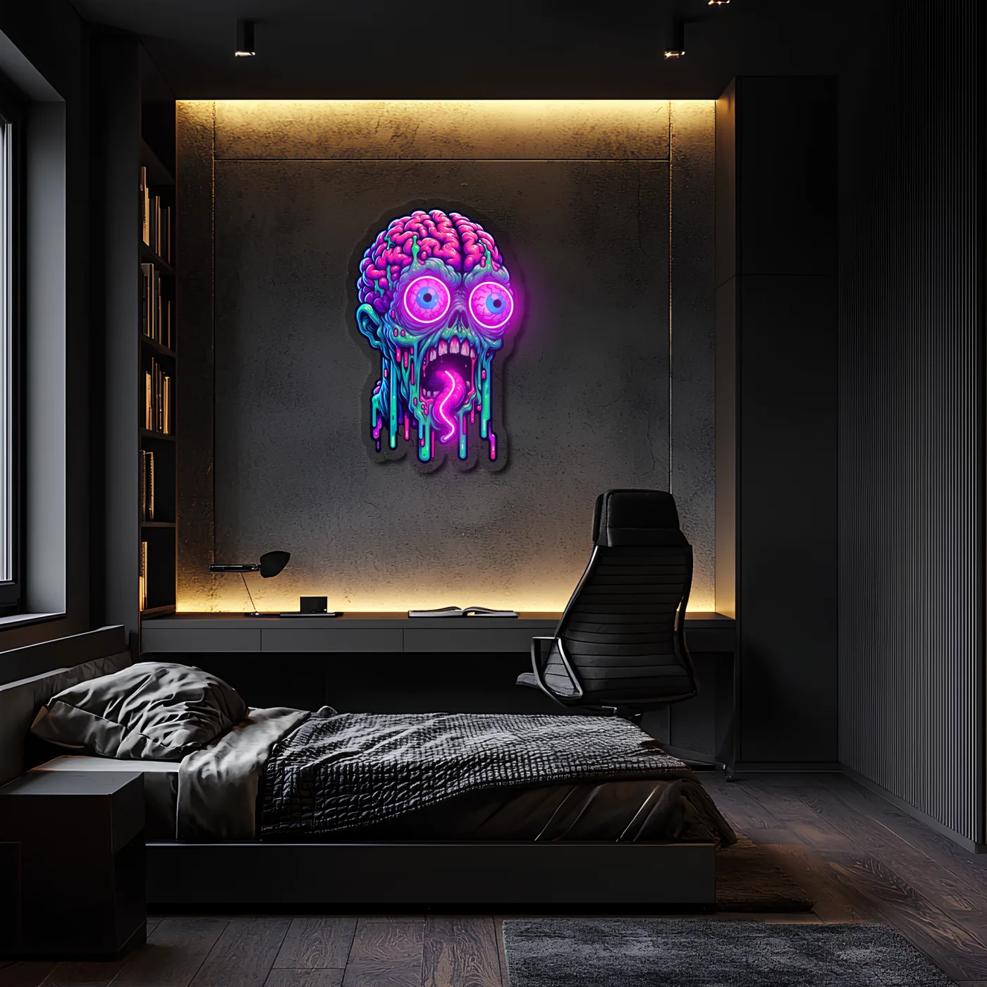Psychedelic Brain Neon Duvar Dekoru | Gamer Oda Işıklı Pleksi Tablo | Renkli UV Baskı Neon Sanat — görsel 1