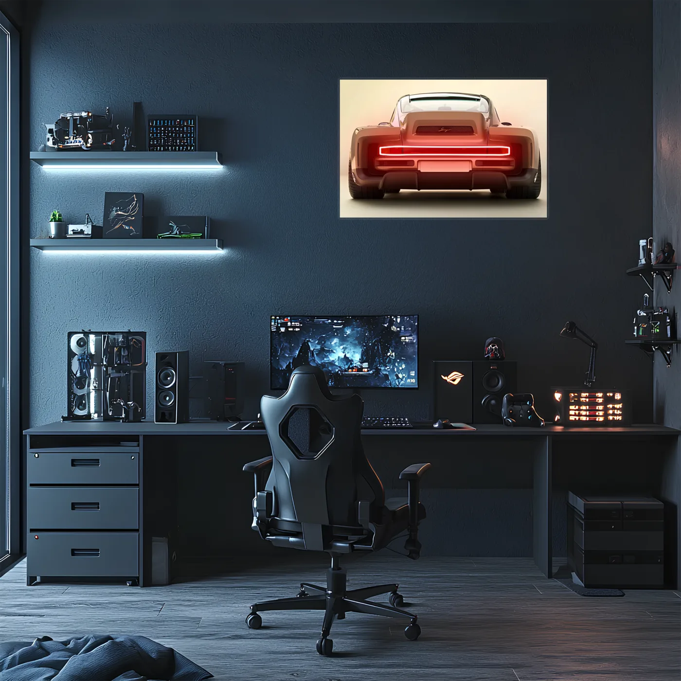 Kırmızı Muscle Car UV Baskı Neon Duvar Dekoru | Amerikan Araba Işıklı Tablo | Pleksi Duvar Sanatı — görsel 2