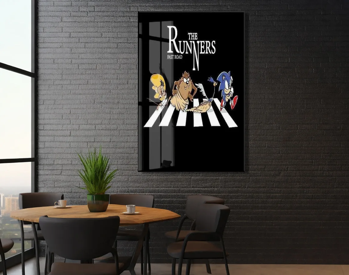 The Runners Crosswalk Konseptli Duvar Dekorasyonu – Mizahi Salon Tablosu- Peony102 — görsel 6