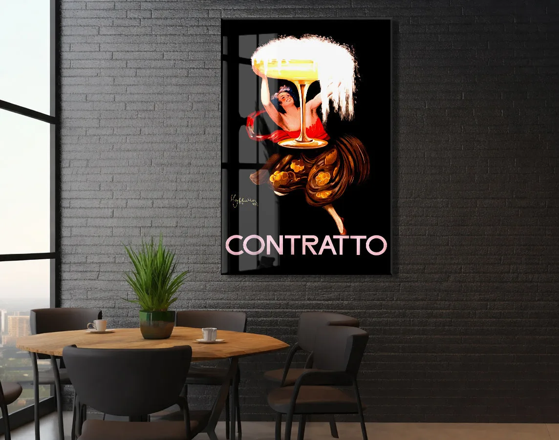 Contratto Vintage Cam Tablo | Art Deco Kokteyl Posteri UV Baskılı Temperli Cam Duvar Dekoru - Peony153 — görsel 5