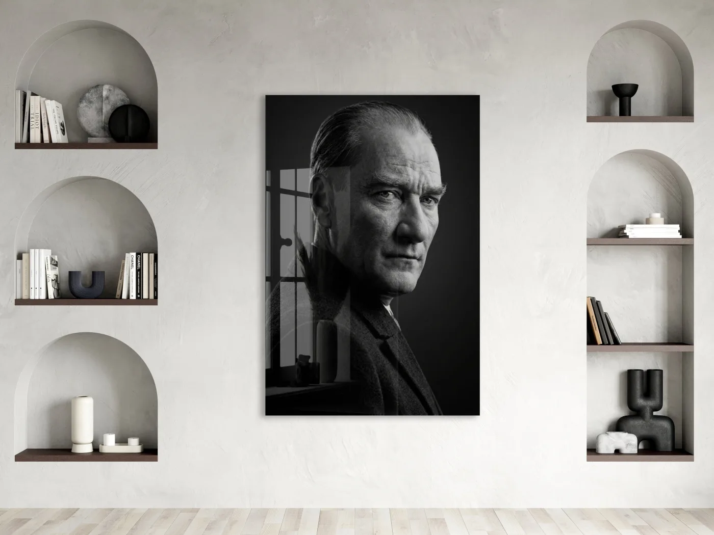Mustafa Kemal Atatürk Portre Cam Tablo | 4 mm Temperli UV Baskılı Premium Duvar Dekoru-PeonyAta1302 — görsel 2