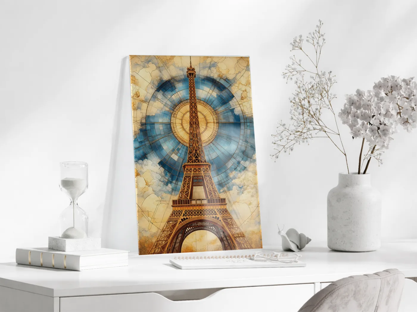 Modern Eiffel Kulesi Cam Tablo – Paris Temalı Sanatsal UV Baskılı Temperli Cam Duvar Dekoru - Peony044 — görsel 3