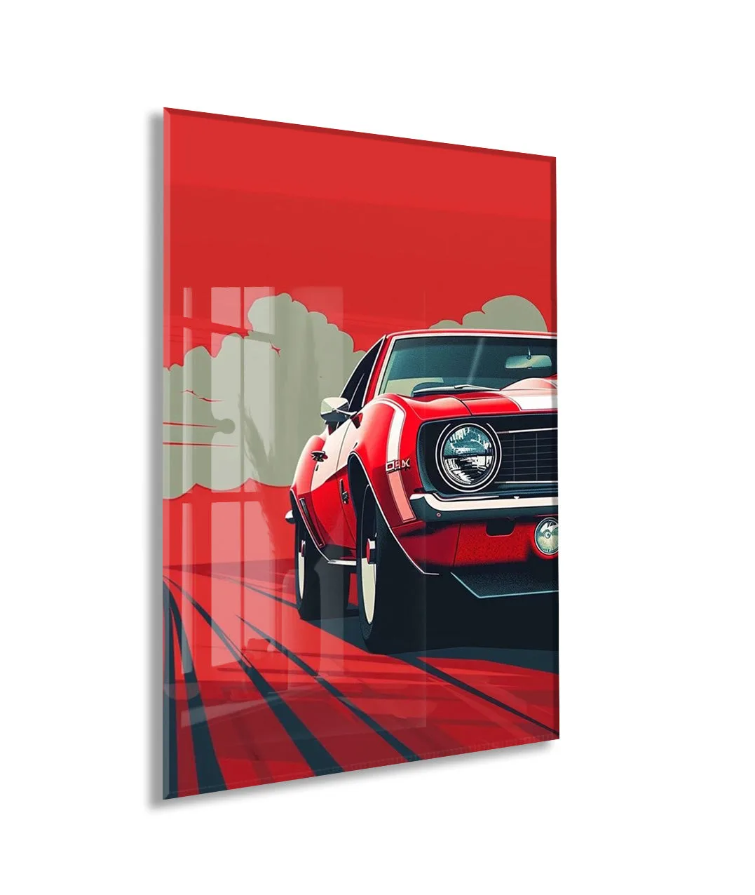 Klasik Amerikan Otomobili – Minimalist Pop Art  Cam Tablo- Peony140 — görsel 1