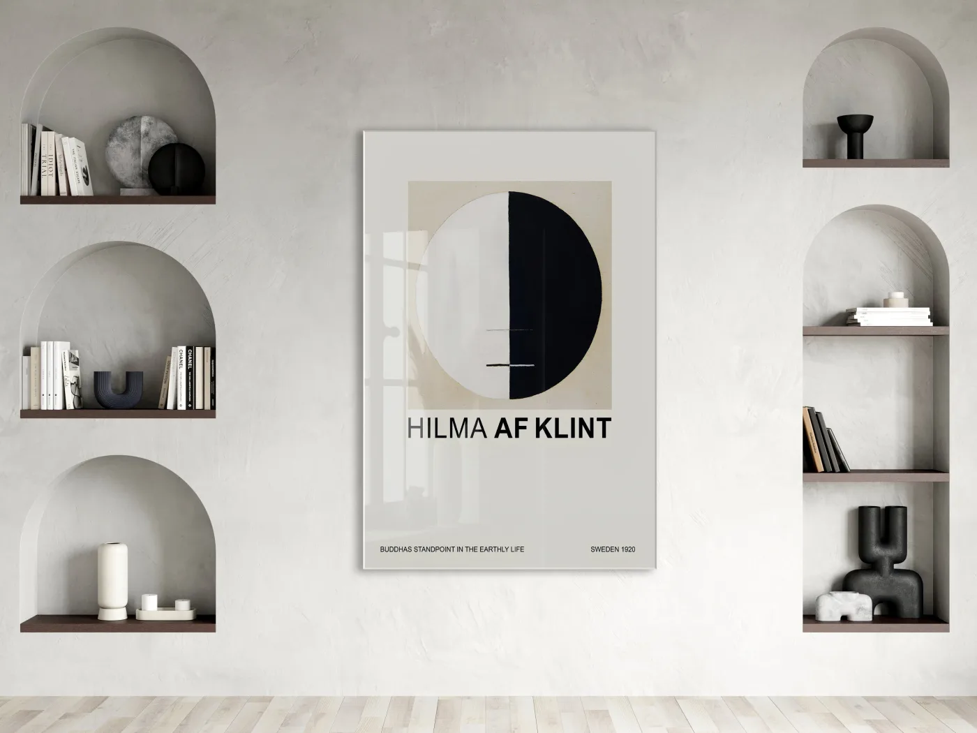 Hilma af Klint Minimal Soyut Cam Tablo | Geometrik Siyah Beyaz Modern UV Baskılı Temperli Cam Tablo - Peony165 — görsel 2