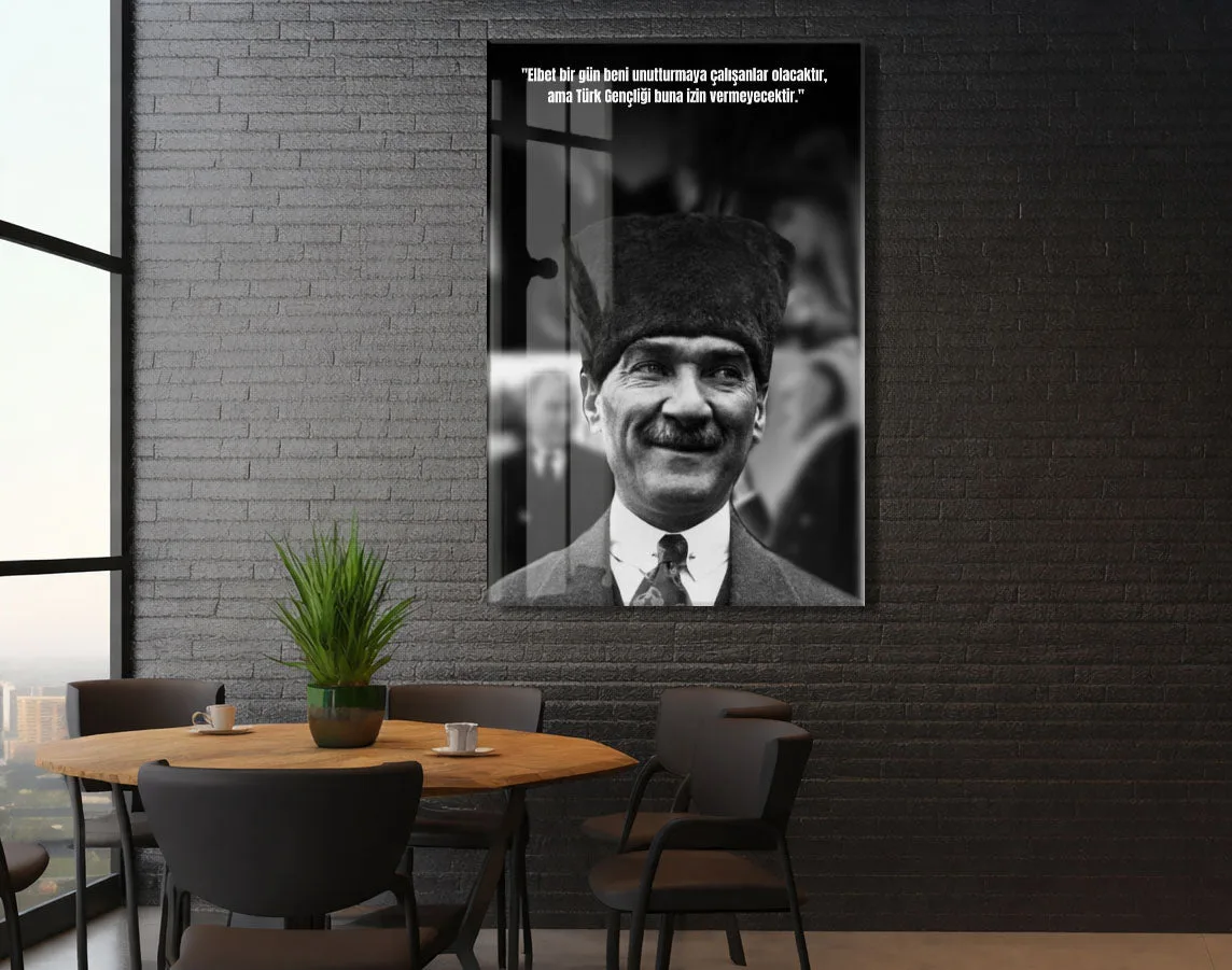 Mustafa Kemal Atatürk  | Modern Cam Tablo-PeonyAta084 — görsel 5