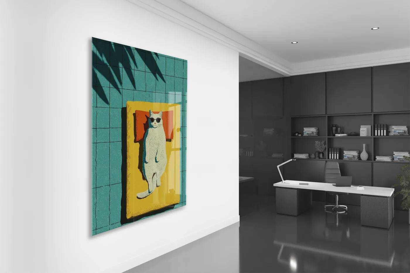 Güneşlenen Gözlüklü Kedi Duvar Tablosu – Modern ve Eğlenceli Tasarım - Peony124 — görsel 5
