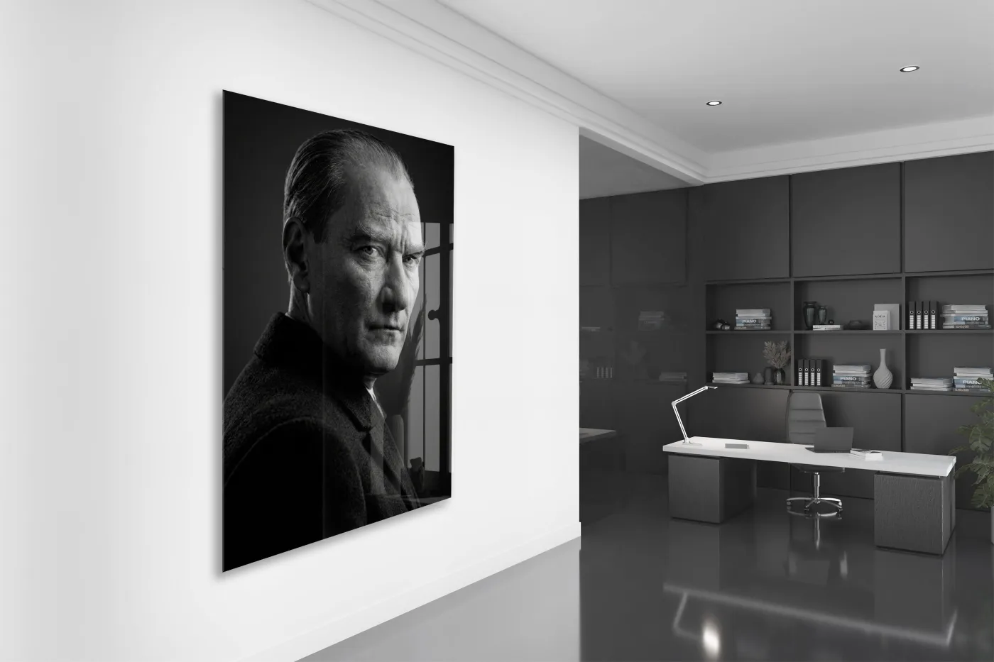 Mustafa Kemal Atatürk Portre Cam Tablo | 4 mm Temperli UV Baskılı Premium Duvar Dekoru-PeonyAta1302 — görsel 4