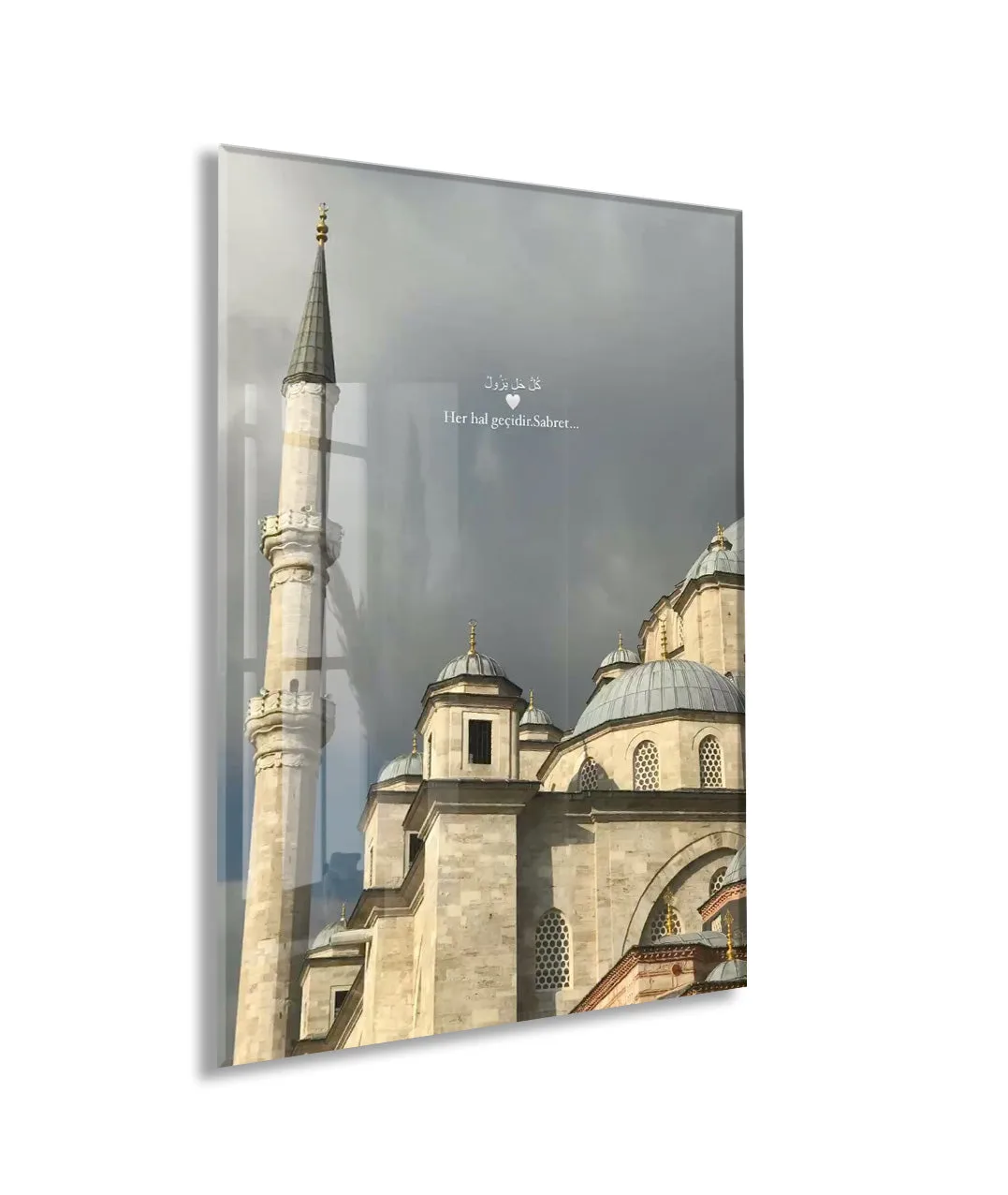 Her Hal Geçicidir Sabret Yazılı Cami Cam Tablo - PeonyDini153 — görsel 1