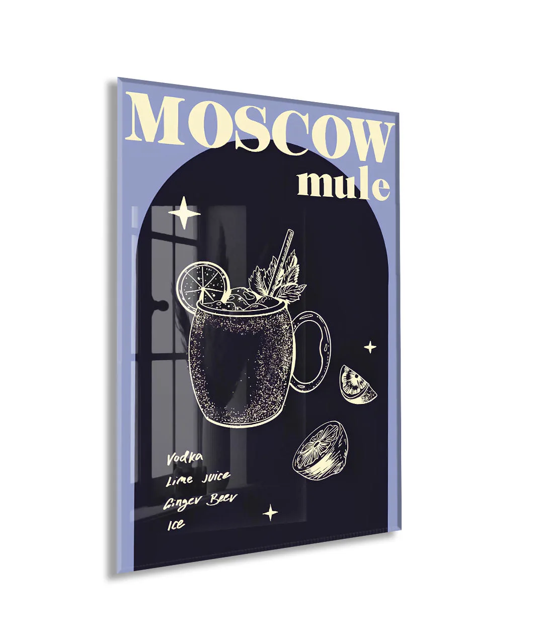 Moscow Mule Kokteyl Cam Tablo | Modern Mutfak ve Bar Dekoru UV Baskılı Temperli Cam - Peony143 — görsel 1