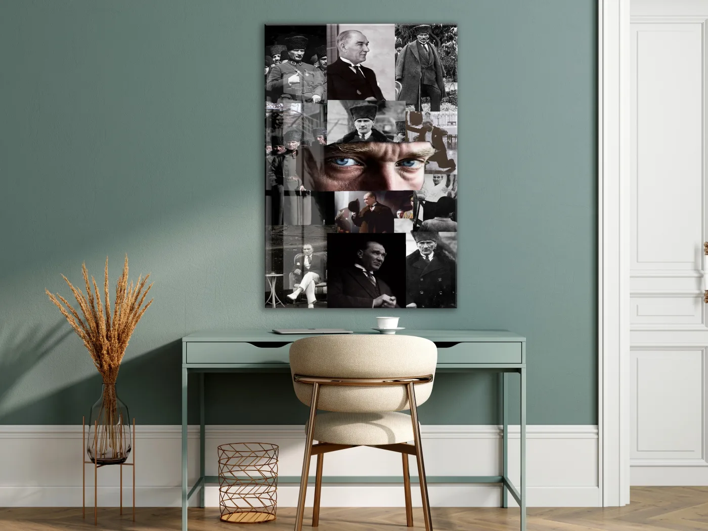Atatürk Fotoğraf Kolajı Cam Tablo – Cumhuriyetin Kurucusu Temalı Özel Cam Duvar Tablosu -PeonyAta067 — görsel 7
