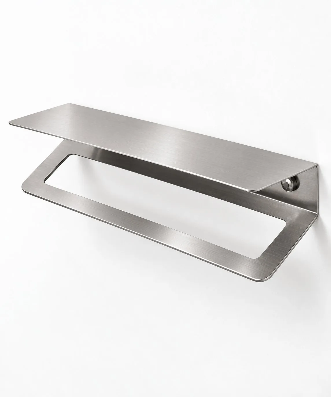 Vetra | Paslanmaz Çelik Havluluk ve Banyo Duvar Rafı – 40 cm Fırçalı Metal Modern Raflı Havlu Askısı — görsel 1