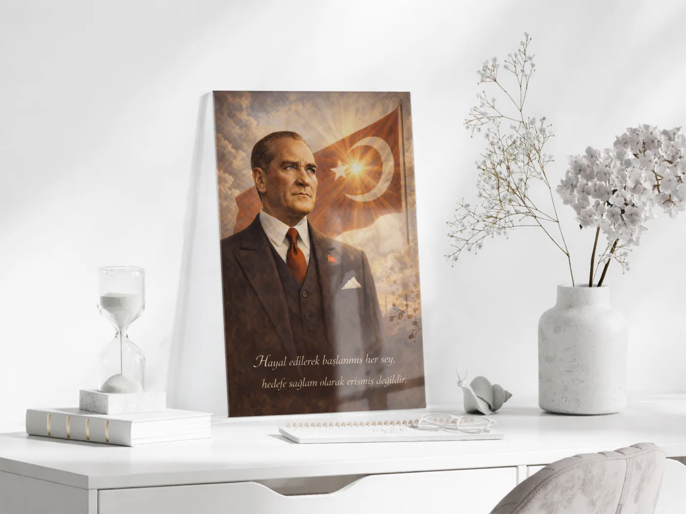 Mustafa Kemal Atatürk Cam Tablo - PeonyAta015 — görsel 3