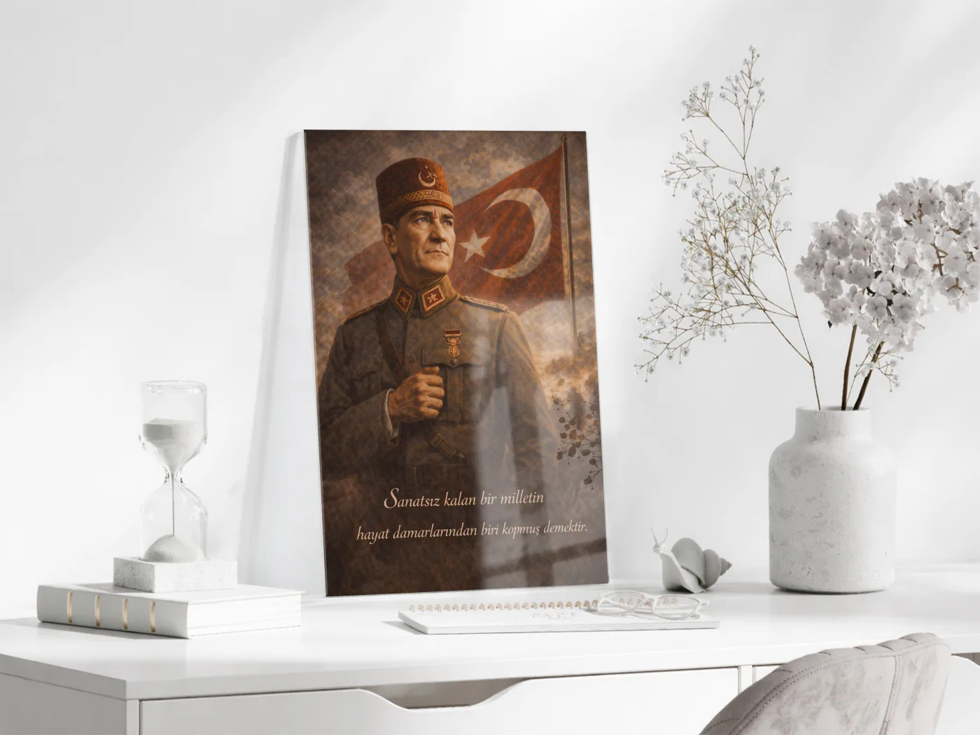 Mustafa Kemal Atatürk Cam Tablo- PeonyAta010 — görsel 3