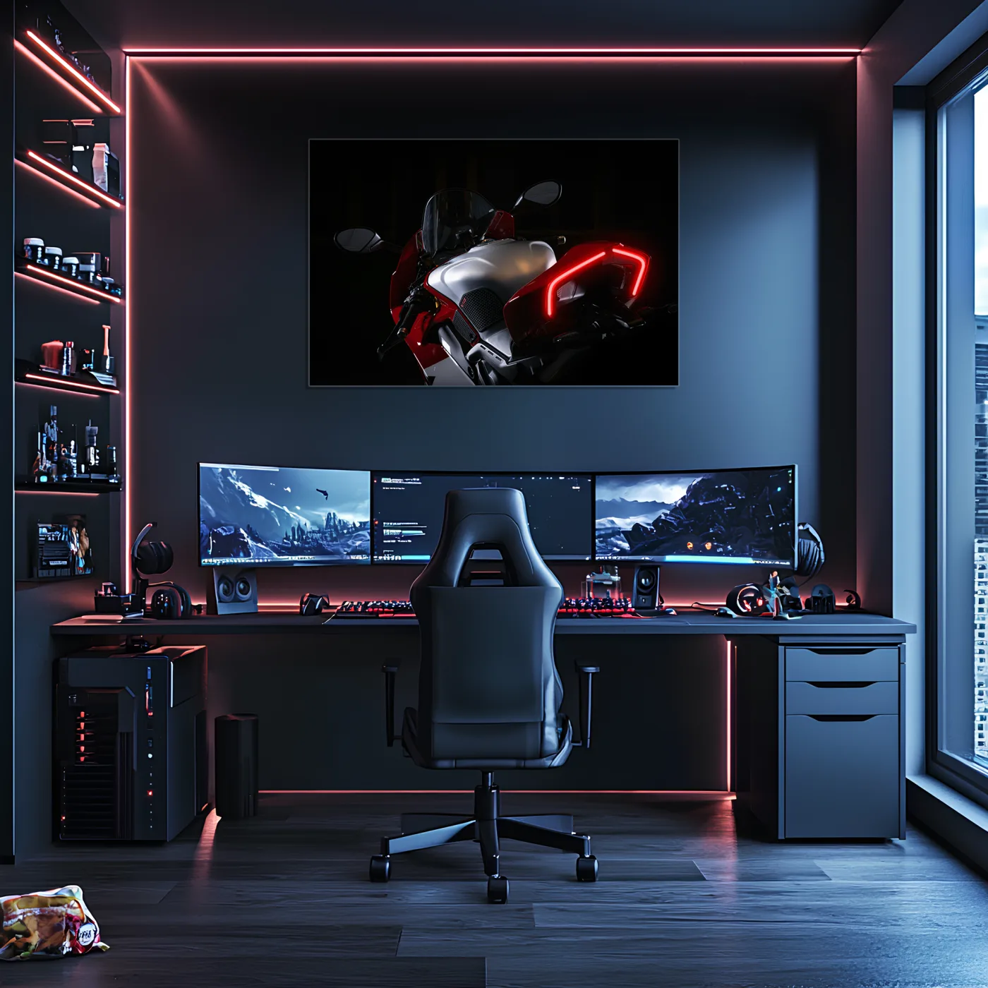 Spor Motosiklet UV Baskı Neon Tablo | LED Stop Işıklı Pleksi Duvar Dekoru | Motor Tutkunları İçin Özel Tasarım — görsel 3
