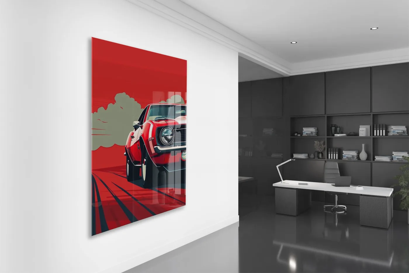 Klasik Amerikan Otomobili – Minimalist Pop Art  Cam Tablo- Peony140 — görsel 5