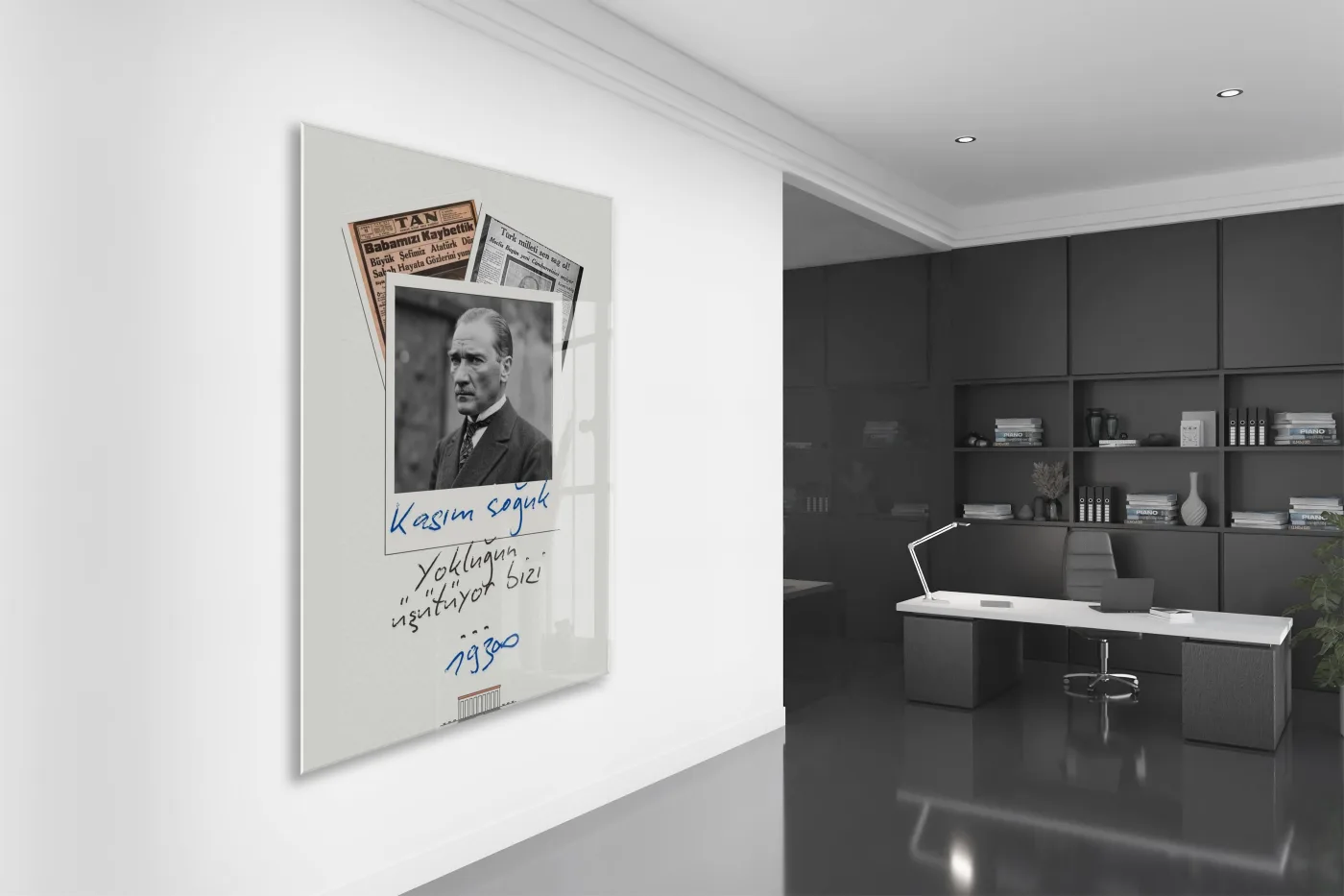 Mustafa Kemal Atatürk 10 Kasım Anma Cam Tablo – Kasım Soğuk Yokluğun Isıtıyor Bizi Tasarım Duvar Dekoru -PeonyAta075 — görsel 5