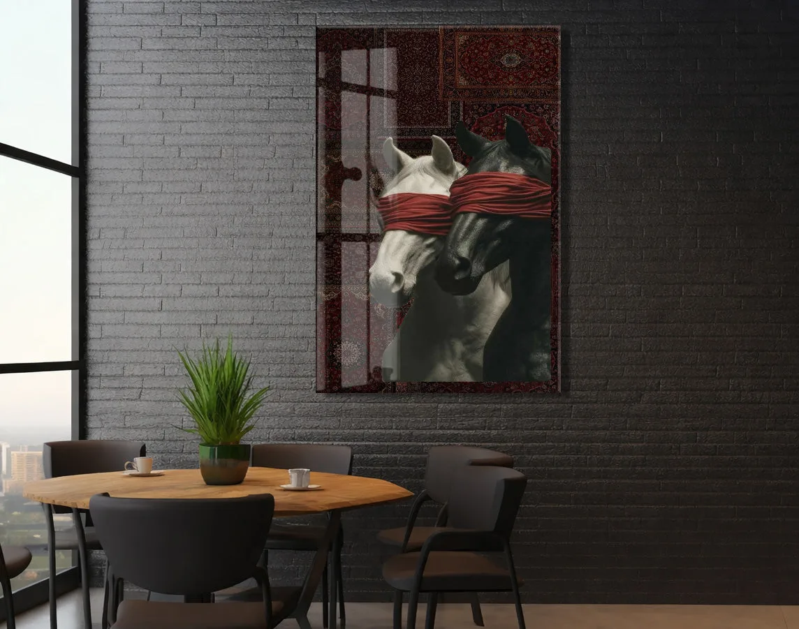 “Kontrol Altındaki Güç” – Sanatsal At Figürlü Dekoratif Cam Tablo - Peony060 — görsel 6