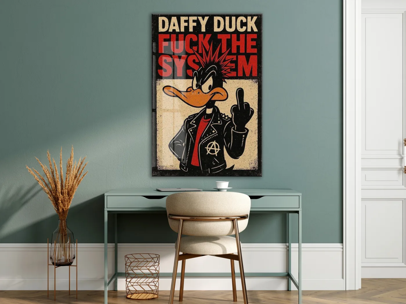 Daffy Duck Fuck The System Cam Tablo – Punk Temalı Duvar Dekorasyonu - Peony109 — görsel 7