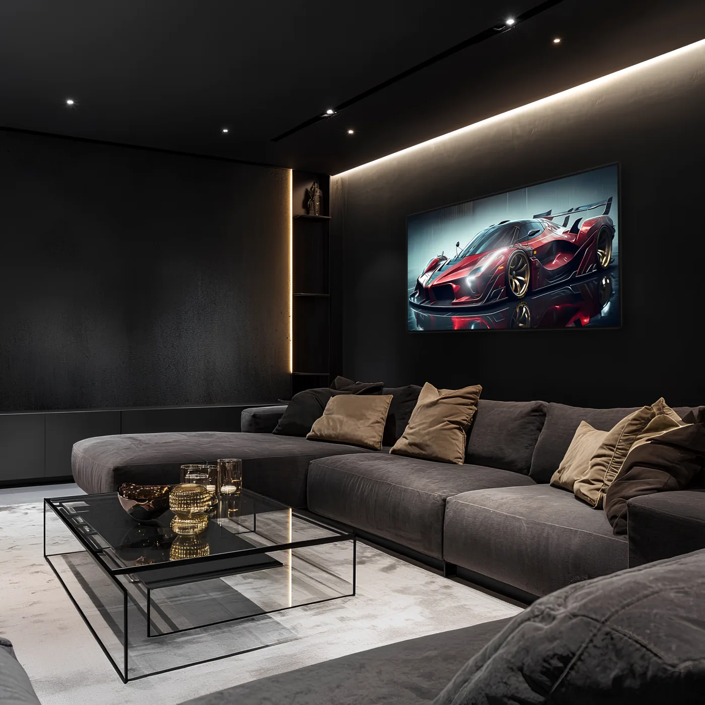Kırmızı Hypercar Tarzı UV Baskı Neon Duvar Dekoru | Pleksi Işıklı Spor Araba Tablo | Gamer Room Duvar Sanatı — görsel 3