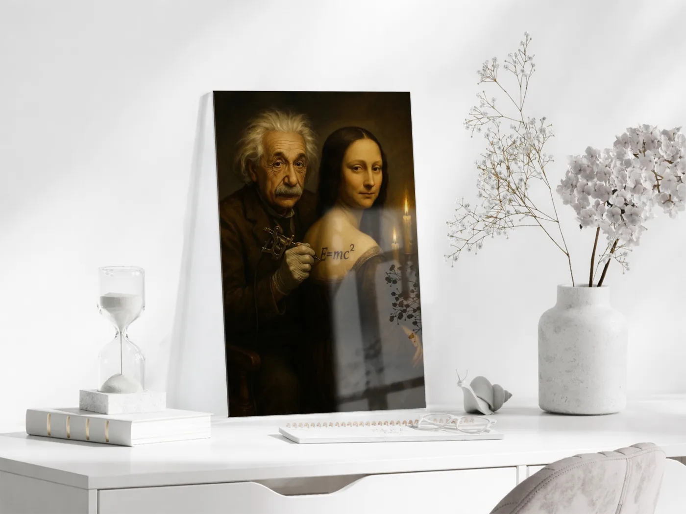 Modern Rönesans Cam Tablo – Bilimsel ve Sanatsal Duvar Dekoru - Peony090 — görsel 4