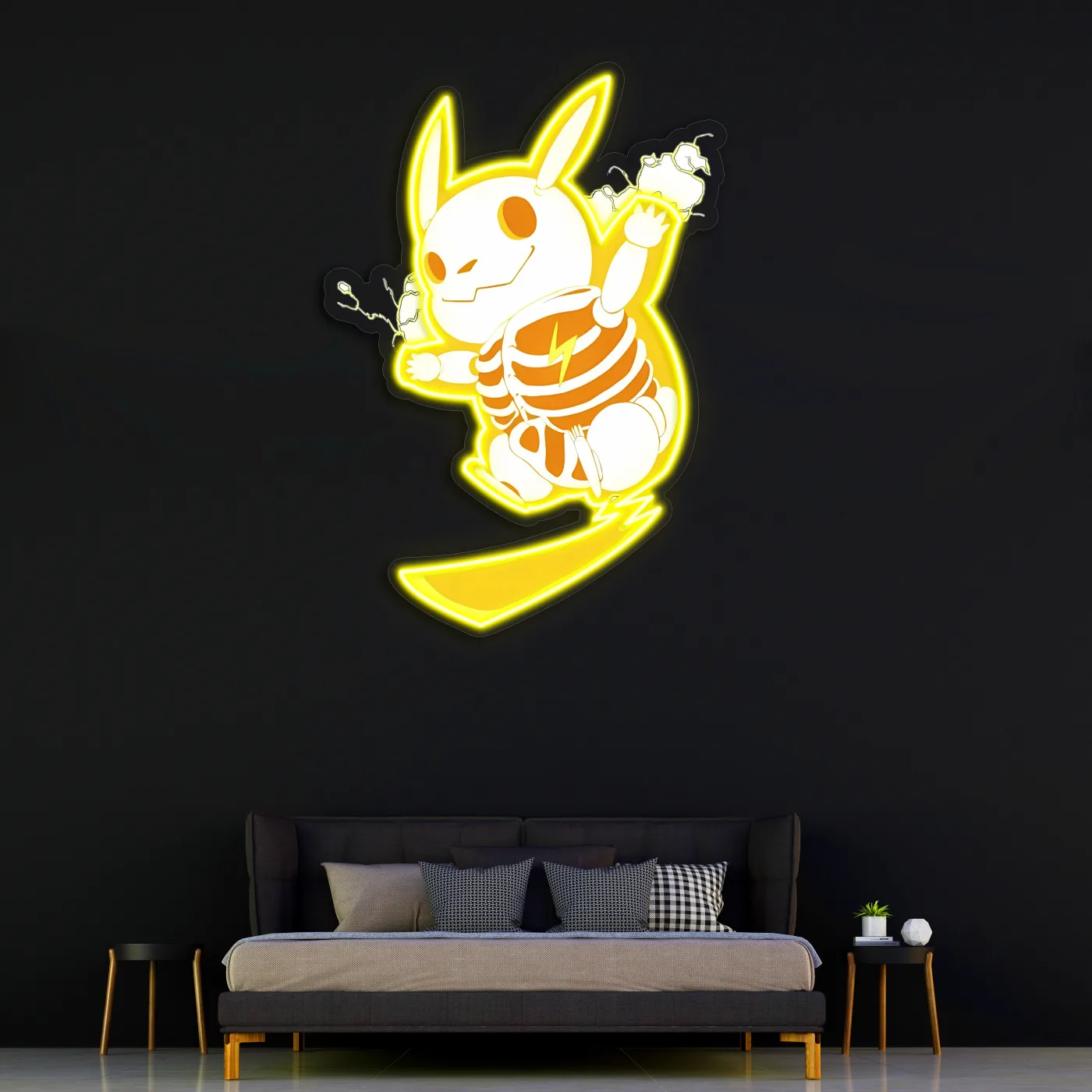 Pika Neon Duvar Dekoru | Sarı UV Baskı Pleksi LED Tablo | Oyun Odası ve Modern Ev Dekoru İçin Işıklı Sanat — görsel 4